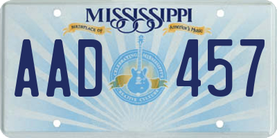 MS license plate AAD457