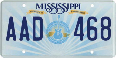 MS license plate AAD468