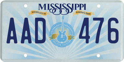 MS license plate AAD476