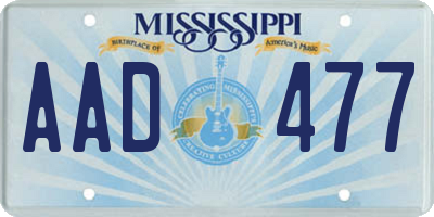 MS license plate AAD477