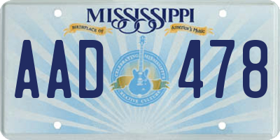 MS license plate AAD478