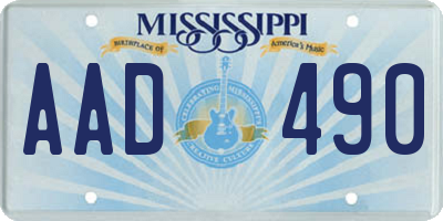 MS license plate AAD490