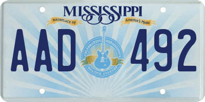 MS license plate AAD492