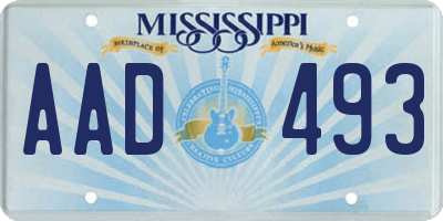 MS license plate AAD493