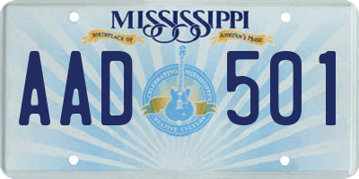 MS license plate AAD501