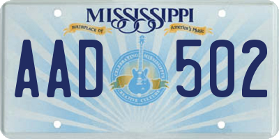 MS license plate AAD502