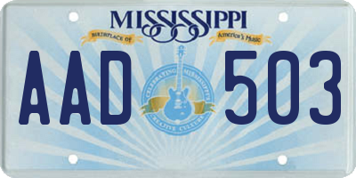 MS license plate AAD503