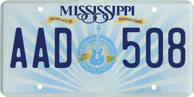 MS license plate AAD508