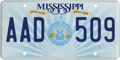 MS license plate AAD509