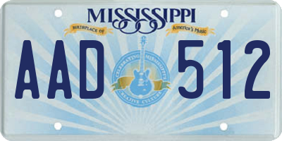 MS license plate AAD512