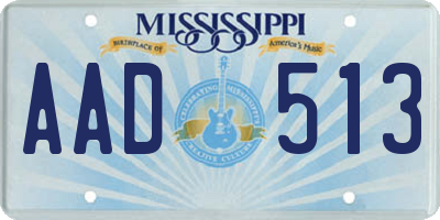 MS license plate AAD513