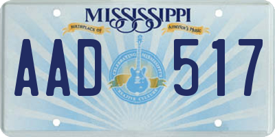 MS license plate AAD517