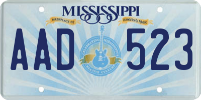 MS license plate AAD523