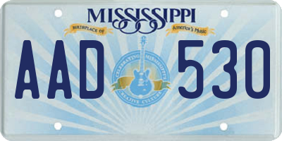 MS license plate AAD530