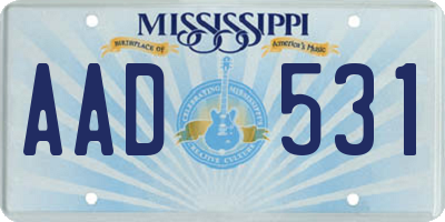 MS license plate AAD531