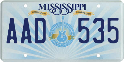 MS license plate AAD535