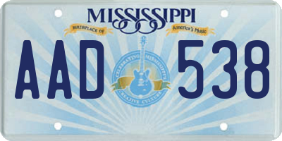 MS license plate AAD538