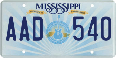 MS license plate AAD540