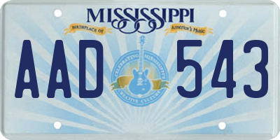 MS license plate AAD543