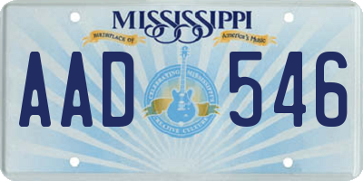 MS license plate AAD546