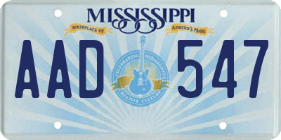 MS license plate AAD547