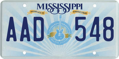 MS license plate AAD548