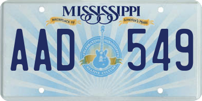 MS license plate AAD549