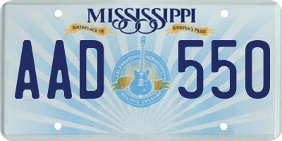 MS license plate AAD550