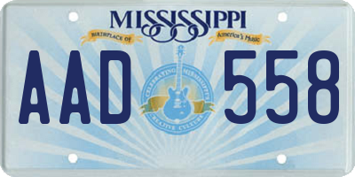 MS license plate AAD558