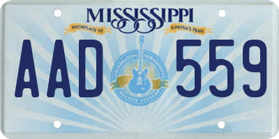 MS license plate AAD559