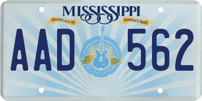 MS license plate AAD562