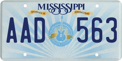 MS license plate AAD563