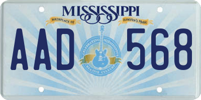 MS license plate AAD568