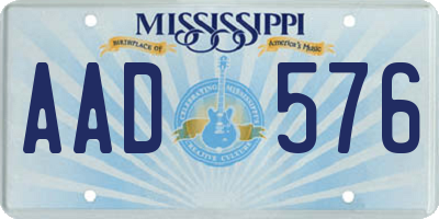 MS license plate AAD576