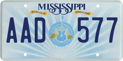 MS license plate AAD577