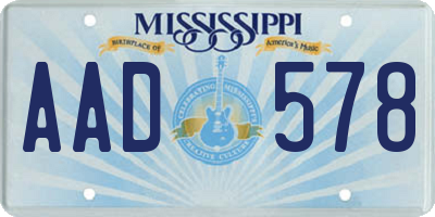 MS license plate AAD578