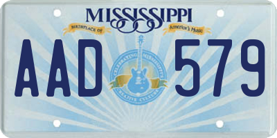 MS license plate AAD579