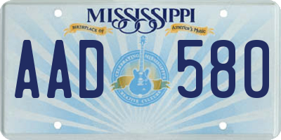 MS license plate AAD580