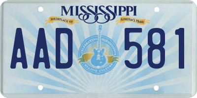 MS license plate AAD581