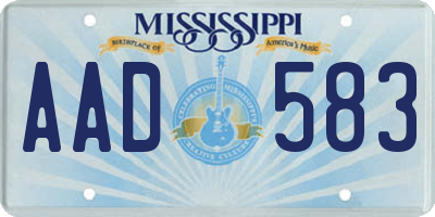 MS license plate AAD583