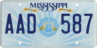 MS license plate AAD587