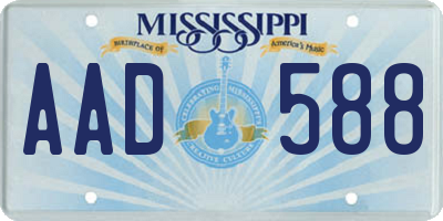 MS license plate AAD588