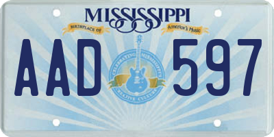 MS license plate AAD597