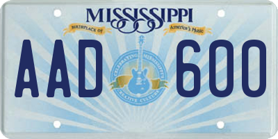 MS license plate AAD600