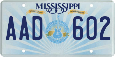 MS license plate AAD602