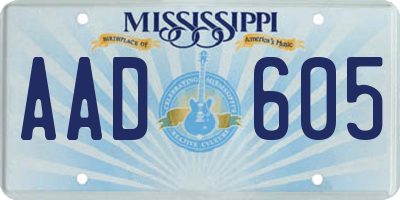 MS license plate AAD605