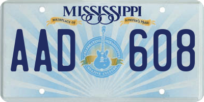 MS license plate AAD608