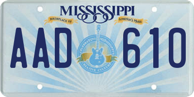 MS license plate AAD610