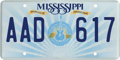 MS license plate AAD617