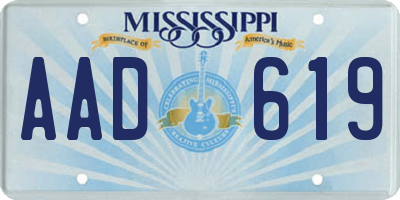 MS license plate AAD619